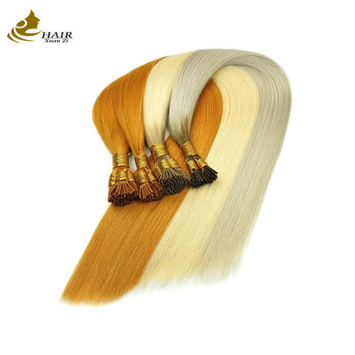 Tekstur lurus rambut manusia yang sudah diikat ekstensi rambut tanpa jahitan