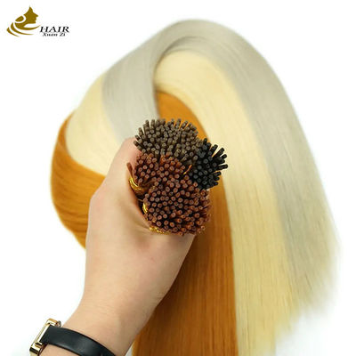 Tekstur lurus rambut manusia yang sudah diikat ekstensi rambut tanpa jahitan
