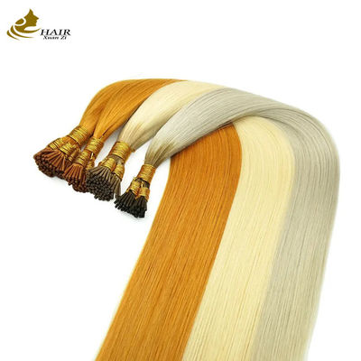 Tekstur lurus rambut manusia yang sudah diikat ekstensi rambut tanpa jahitan