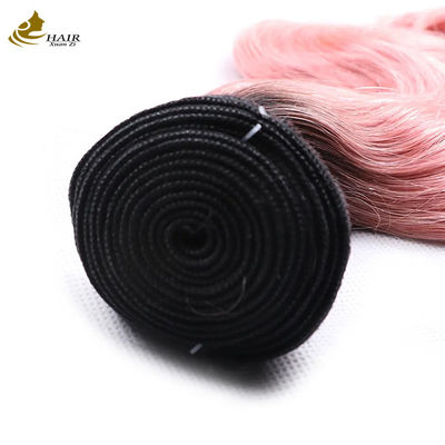 Bunga merah muda perawan Malaysia rambut manusia bundel 20 inci 1B terlihat alami