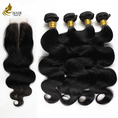 kualitas Stok Natural Black Body Wave Human Hair Weft Ekstensi Rambut Manusia Brasil Bundel pabrik