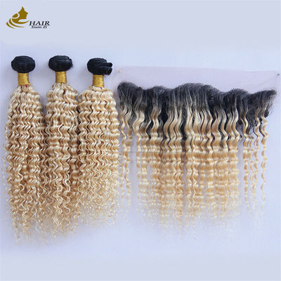 1B/613 Peruvian Brazilian Human Hair Bundle dengan Frontal Lace Closure