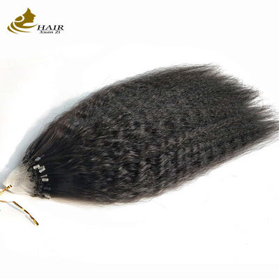Kinky Straight Hair Extensions Nano Virgin Human Hair Extensions Hitam alami 18 inci