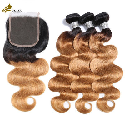 1b 4/27 Keriting Madu Blonde Brazil Ekstensi Rambut Ombre