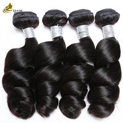 Gelombang longgar Brazil Kinky Curly Virgin Hair Packs Dengan Penutupan renda Frontal