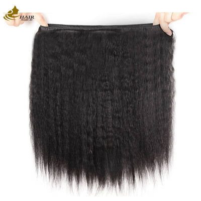 Kinky Straight Brazilian Human Hair Bundle Dengan Penutupan 8A/9A/10A
