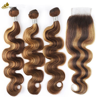 Piano 4/27 Ekstensi Rambut Berwarna Ombre Rambut Manusia Gelombang Tubuh