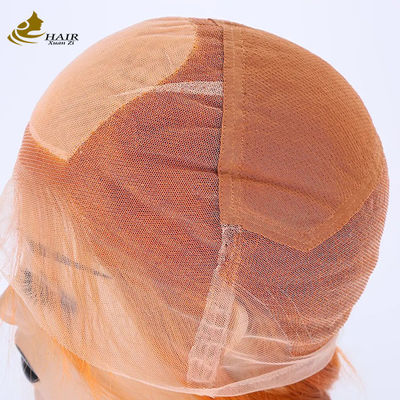 Oranye Realistis Rambut Manusia Wigs Full Lace 27 madu pirang 180% Densitas