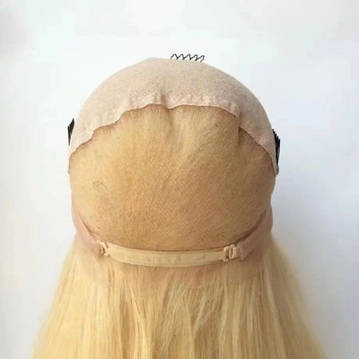 Full Front Lace 613 Rambut Manusia Wig lurus tanpa lem Blonde