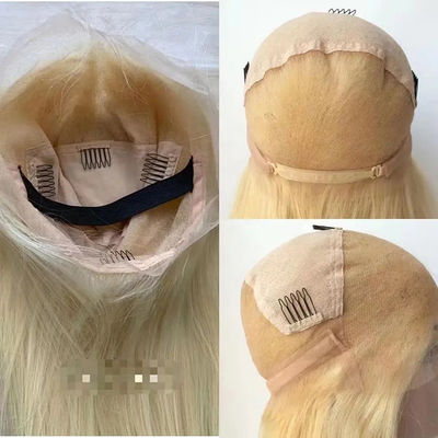 Full Front Lace 613 Rambut Manusia Wig lurus tanpa lem Blonde