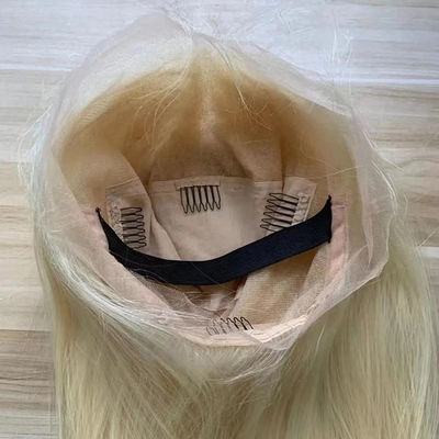 Full Front Lace 613 Rambut Manusia Wig lurus tanpa lem Blonde