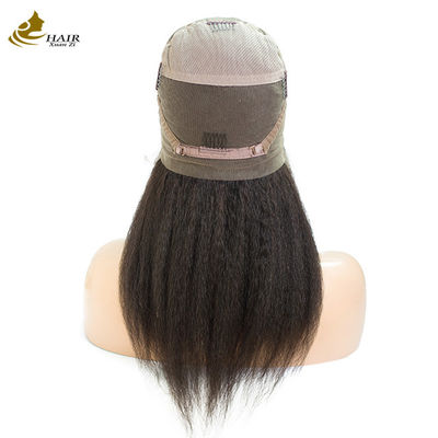 Kinky lurus disesuaikan rambut manusia wig 13 * 4 Bagian depan renda rambut manusia wig