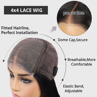 Bahan Rambut Manusia Rambut Manusia renda wig 14 "-30" dengan tali yang dapat disesuaikan