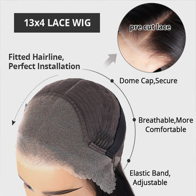 Bone Straight Glueless Transparan 13X4 HD Dasi Bagian Depan Warna Alam 100% Rambut Manusia Wigs