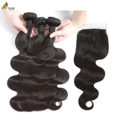 Rambut Weft Manusia Perawan Remy Rambut Bundle Lurus Ganda Ditarik Hitam Alam