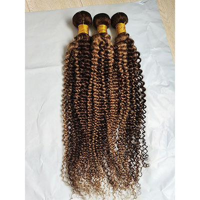 Rambut Kinky Curl Bundles P4/27 Ombre Ekstensi Rambut Manusia Weft Rambut