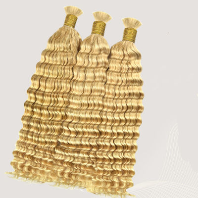 Double ditarik Deep Wave Human Hair Bulk Untuk Peletakan 613 Warna Blonde