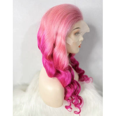 Disesuaikan Warna Pink Gelombang Rambut Manusia Rambut renda Wig Untuk Dijual
