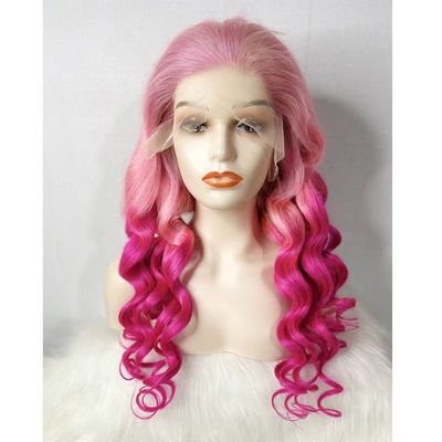 Disesuaikan Warna Pink Gelombang Rambut Manusia Rambut renda Wig Untuk Dijual