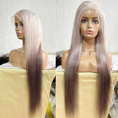 Peruk Baru Wanita Eropa Dan Amerika Fashion Warna Gradien Di Rambut Lambat Langsung Menonjol Brown Emas Serat Kimia Penutup Kepala Wanita