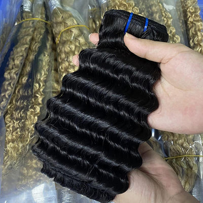 Grosir 100% Virgin Cuticle Aligned Murah Natural Black Deep Wave Unprocessed Raw Brazilian Human Hair Bundles