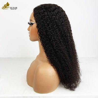 4*4 Frontal renda rambut manusia perawan hitam natural curl wig dengan anti slip strip