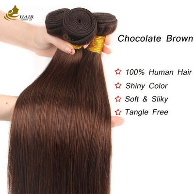 4# Warna cokelat cokelat lurus bundel rambut manusia bundel weft