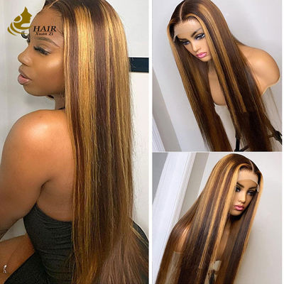 Rambut Manusia Vietnam Kinky Curl P427 Piano Warna 13X4 renda Peruk Depan