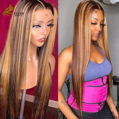 Rambut Manusia Vietnam Kinky Curl P427 Piano Warna 13X4 renda Peruk Depan