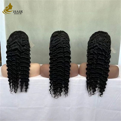 13*4 renda Deep Curly Wave rambut manusia wig alami hitam rambut perawan wig