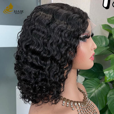 12 Inch Glueless 5 * 5 Front renda rambut manusia wig Air Wave Glueless Sutra Top Full renda wig