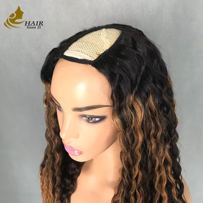 U / V Bagian Wig Rambut Manusia Dengan Klip Super Nyaman