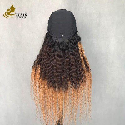 Wig Rambut Manusia Kustom Warna-warni Gelombang Keriting Panjang Berbentuk U 1b/4/27