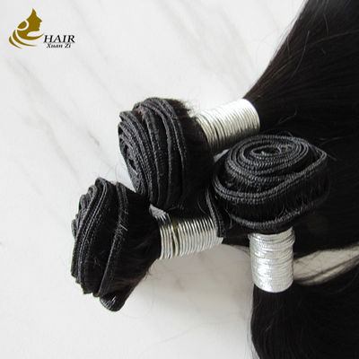30 Inch lurus alami hitam Virgin Human Hair Bundles Dengan 20 Inch 4 * 4 Penutupan