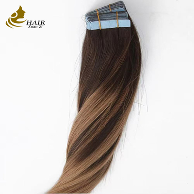 Warna yang disesuaikan 100% asli Virgin Human Hair Tape In Hair Extensions Straight Human Hair Extensions