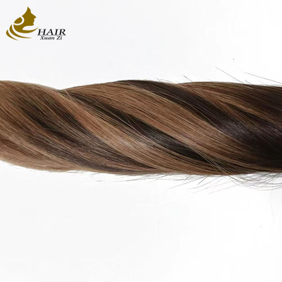 Warna yang disesuaikan 100% asli Virgin Human Hair Tape In Hair Extensions Straight Human Hair Extensions