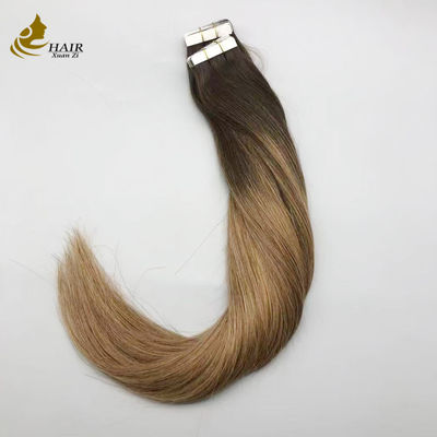 100% asli Virgin Human Hair Tape In Hair Extensions B2/6 Warna lurus ekstensi rambut