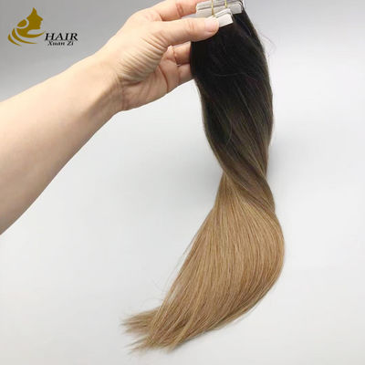 100% asli Virgin Human Hair Tape In Hair Extensions B2/6 Warna lurus ekstensi rambut