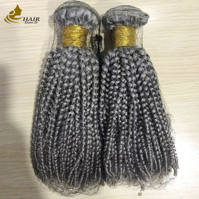Rambut Manusia Perawan yang Disesuaikan Bundel Perak Gelombang Rambut Weft yang Disesuaikan