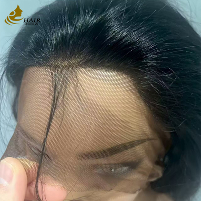 Rambut Palsu Manusia Full Lace Cokelat Gelap Kustom