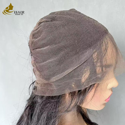 Rambut Palsu Manusia Full Lace Cokelat Gelap Kustom