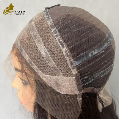 Rambut Manusia Vietnam Tanpa Lem, Wig Depan renda lurus Dengan Silikon
