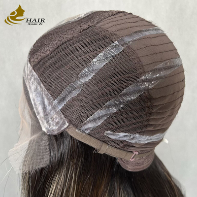 Rambut Manusia Vietnam Tanpa Lem, Wig Depan renda lurus Dengan Silikon