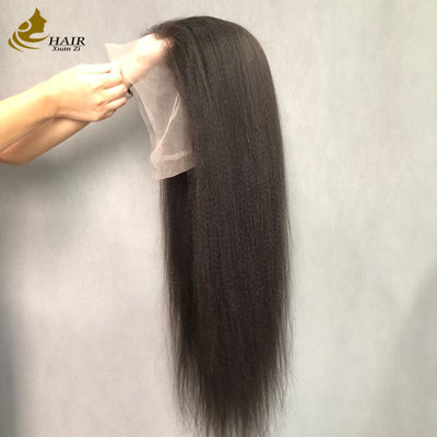 Rambut Wig Manusia Depan Renda Lurus Kinky Eksotis Preplucked Yaki Penuh 360