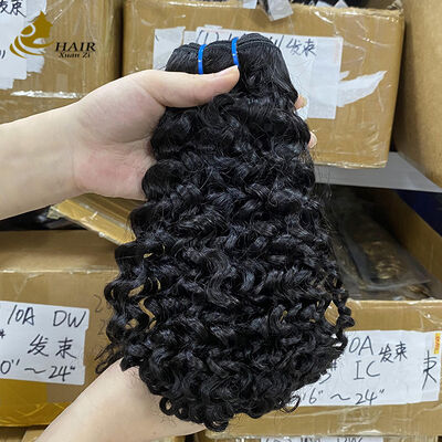 kualitas Harga Pabrik 12A Virgin Unprocessed Gaya Keriting Hitam Alami Bundel Rambut Manusia Virgin Dari Gadis Muda pabrik