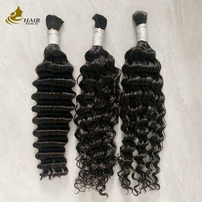 kualitas Curly Boho Braids 100 Rambut Manusia Bulk Virgin Rambut Manusia Bundel Peletakan pabrik